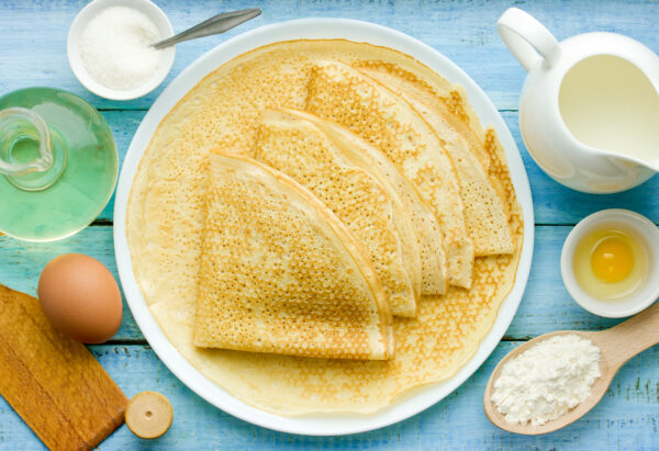 Homemade,Crepes,For,Breakfast,On,The,Table,With,Ingredients,Flour,